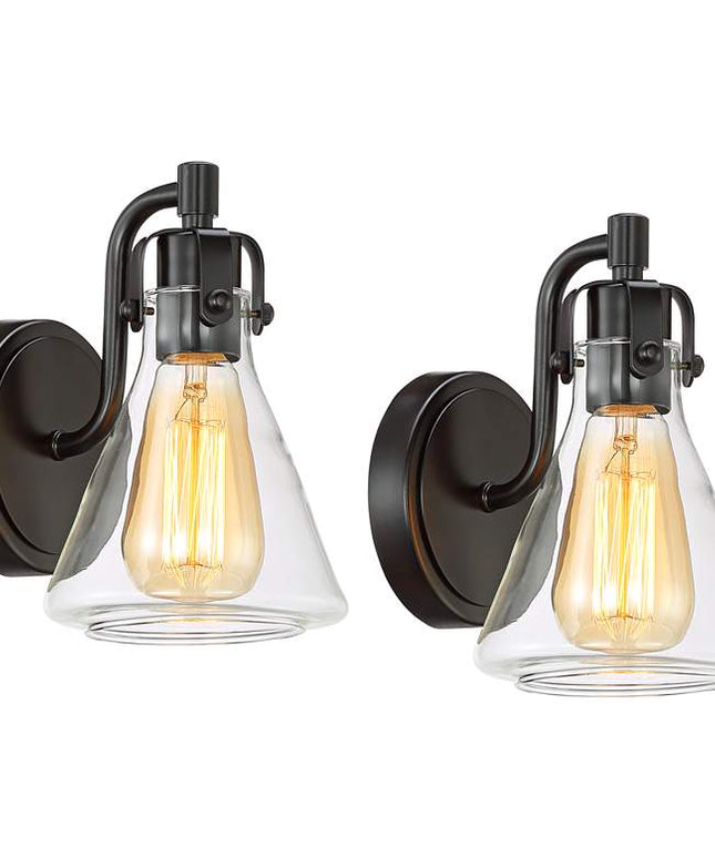 Possini Euro Cindy 8 1/2" High Bronze Beaker Wall Sconce Set of 2