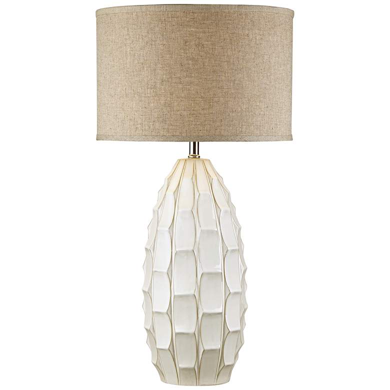 Possini Euro Cosgrove 32 3/4" Oval White Modern Ceramic Table Lamp