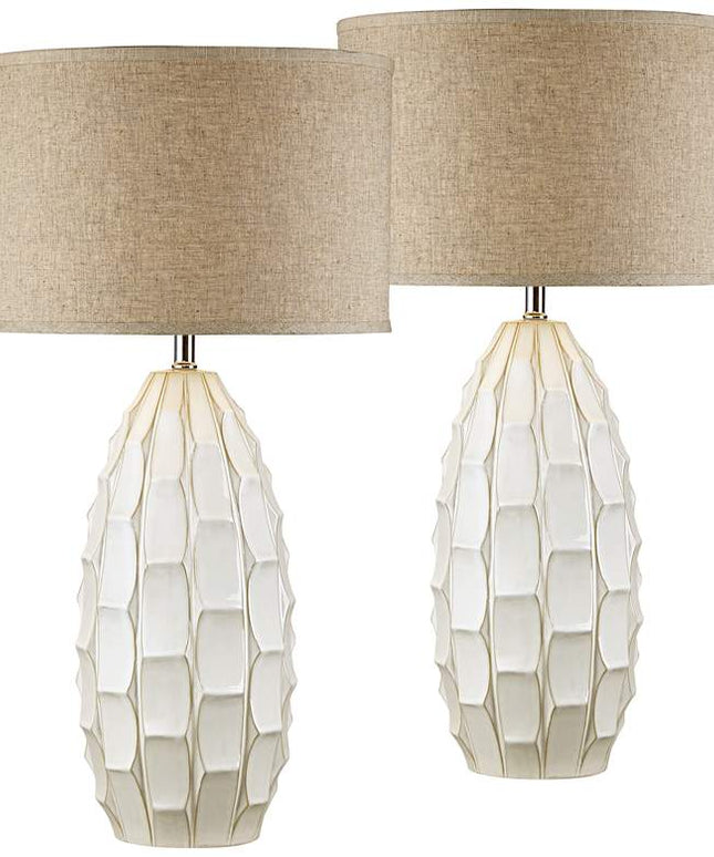 Possini Euro Cosgrove 32 3/4" White Modern Ceramic Lamps Set of 2