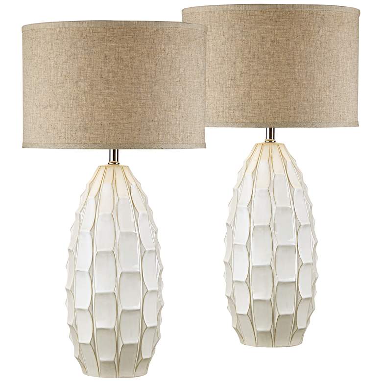 Possini Euro Cosgrove 32 3/4" White Modern Ceramic Lamps Set of 2