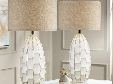 Possini Euro Cosgrove 32 3/4" White Modern Ceramic Lamps Set of 2