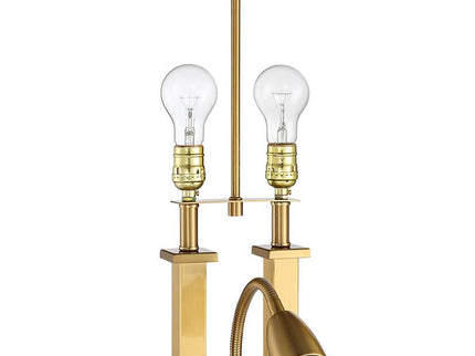 Possini Euro Deacon 26" Brass Gooseneck USB Port and Outlet Desk Lamp