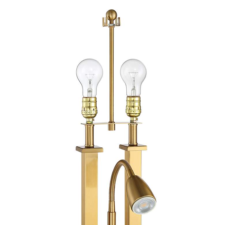 Possini Euro Deacon 26" Brass Gooseneck USB Port and Outlet Desk Lamp