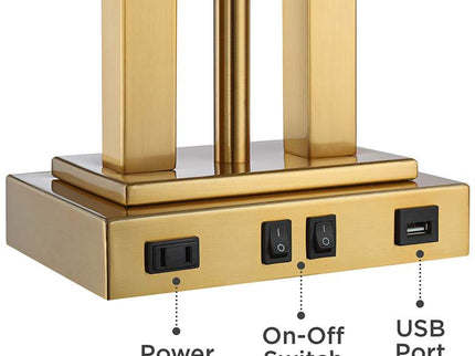 Possini Euro Deacon 26" Brass Gooseneck USB Port and Outlet Desk Lamp