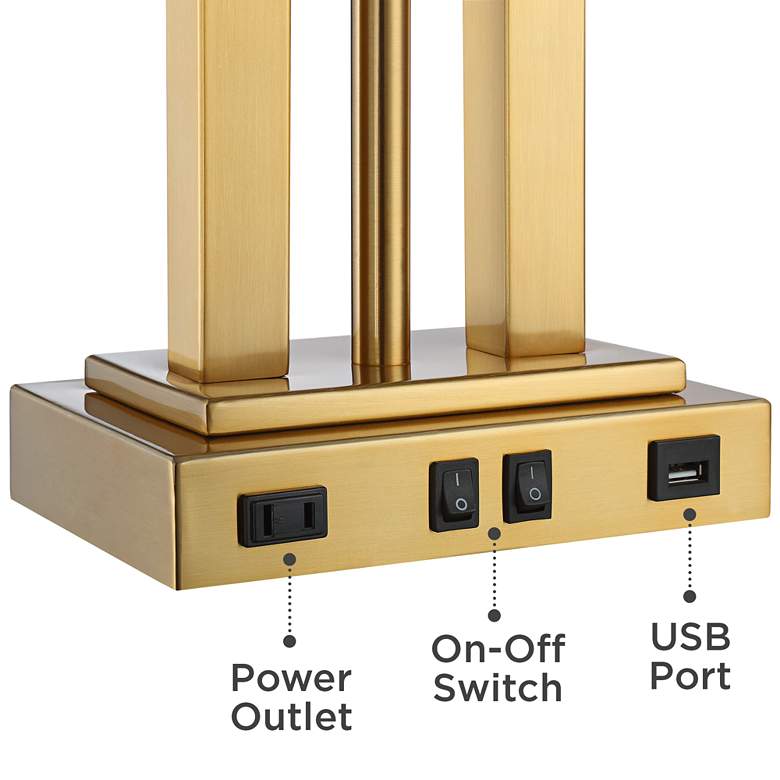 Possini Euro Deacon 26" Brass Gooseneck USB Port and Outlet Desk Lamp