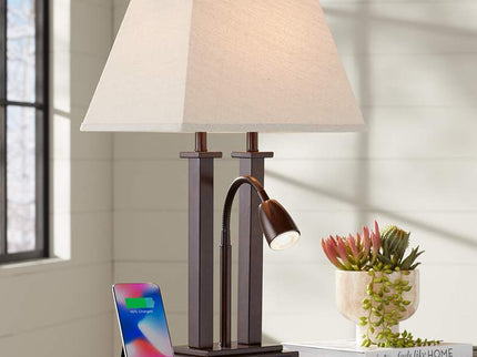 Possini Euro Deacon 26" Bronze Gooseneck USB and Outlet Desk Lamp