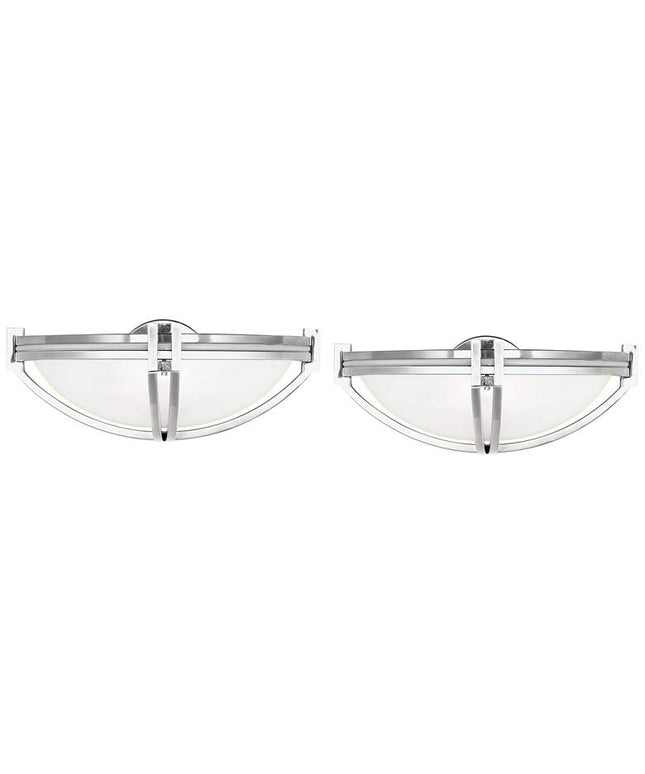 Possini Euro Deco Nickel 13 3/4" Wide Modern Wall Sconces Set of 2