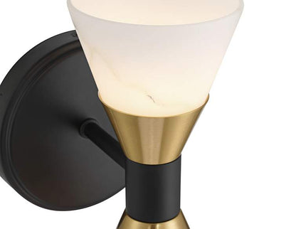 Possini Euro Domino 9 1/2"H Black Brass 2-Light Wall Sconce Set of 2