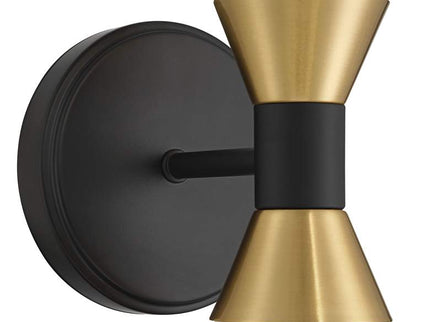 Possini Euro Domino 9 1/2"H Black Brass 2-Light Wall Sconce Set of 2