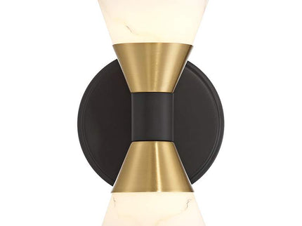 Possini Euro Domino 9 1/2"H Black Brass 2-Light Wall Sconce Set of 2