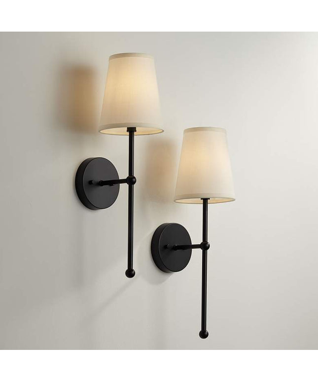 Possini Euro Elena 21" High Matte Black Wall Sconce Set of 2