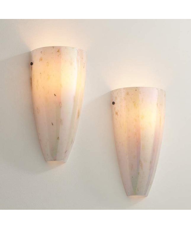 Possini Euro Emelle 13" High Amber Art Glass Wall Sconce Set of 2