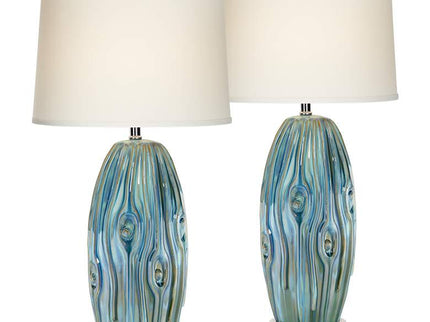 Possini Euro Eneya 31" Blue-Green Ceramic Table Lamps Set of 2