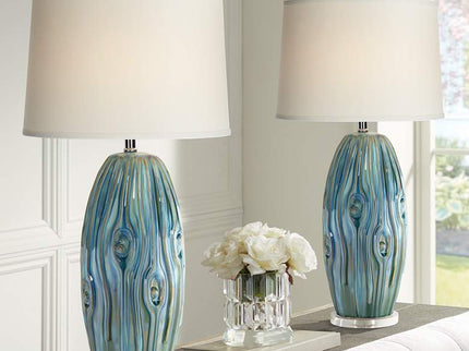 Possini Euro Eneya 31" Blue-Green Ceramic Table Lamps Set of 2