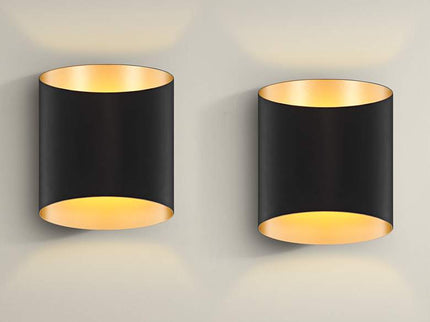 Possini Euro Everard 10" High Black and Gold LED Wall Sconce Set of 2