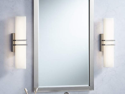 Possini Euro Exeter 17" High Nickel LED Bathroom Light Set of 2