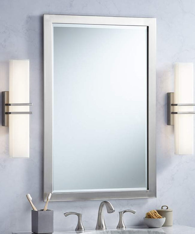 Possini Euro Exeter 17" High Nickel LED Bathroom Light Set of 2