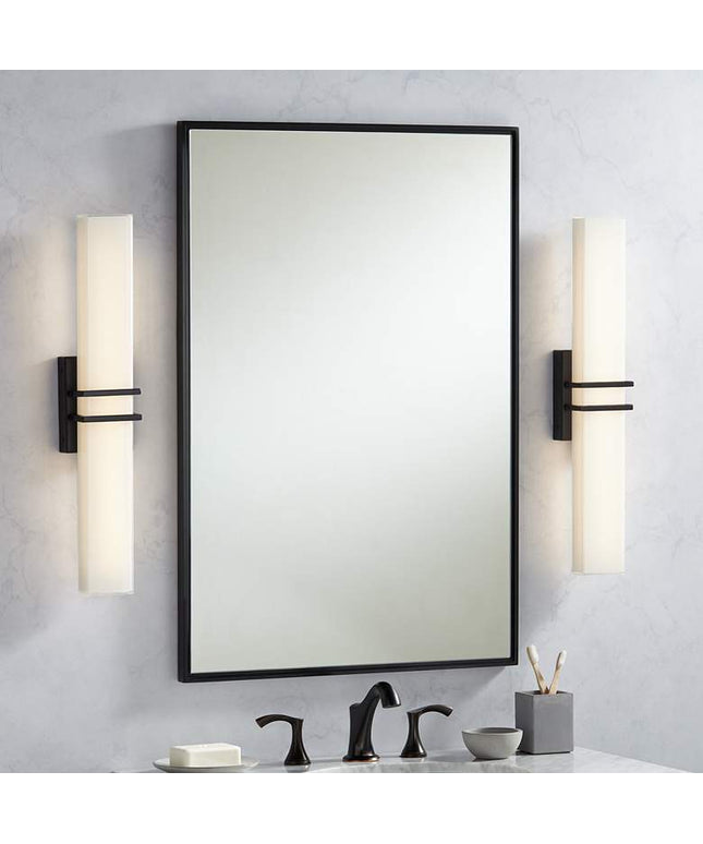 Possini Euro Exeter 24" High Black LED Bathroom Vanity Light Set of 2