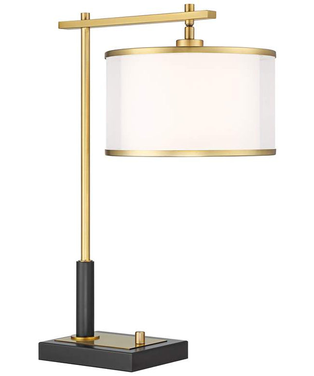Possini Euro Hayven Black and Warm Gold Desk Lamp with Dual USB Ports