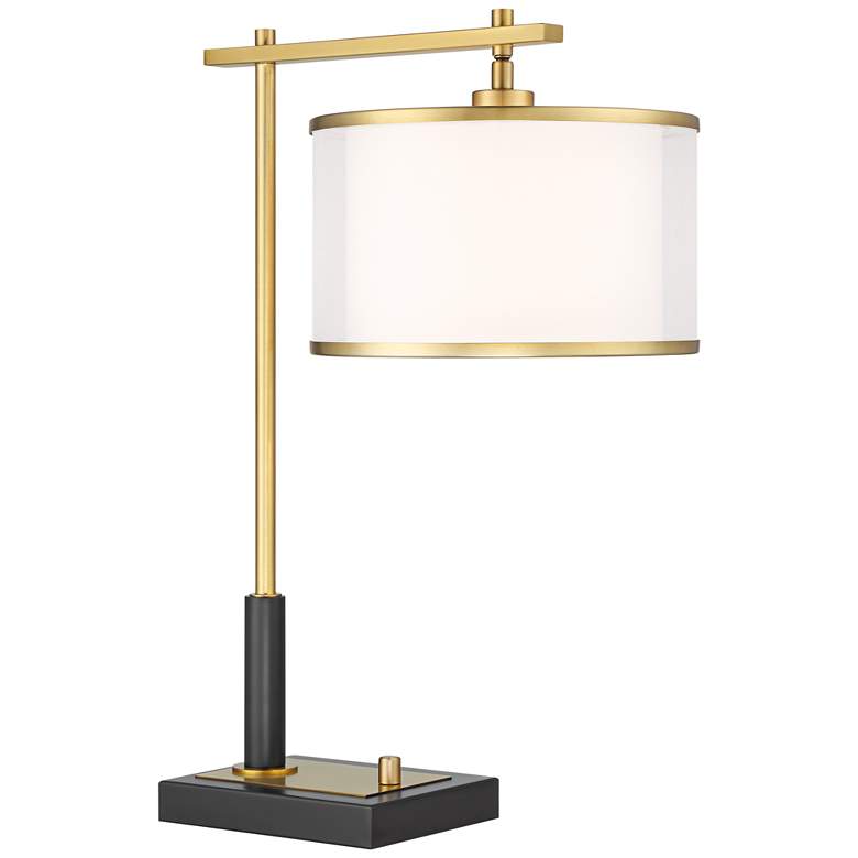 Possini Euro Hayven Black and Warm Gold Desk Lamp with Dual USB Ports