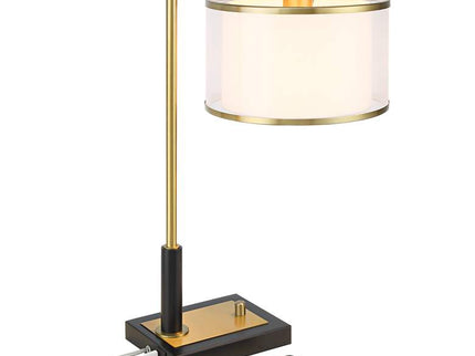 Possini Euro Hayven Black and Warm Gold Desk Lamp with Dual USB Ports