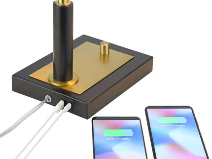 Possini Euro Hayven Black and Warm Gold Desk Lamp with Dual USB Ports