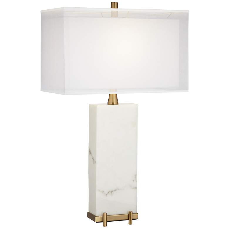 Possini Euro Jules 30 1/2" Faux Marble Double Shade Modern Table Lamp