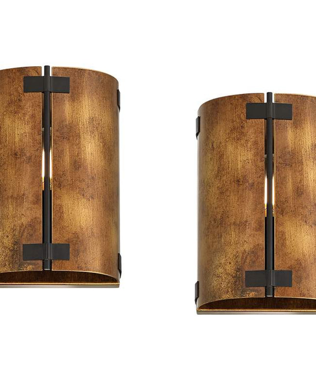Possini Euro Julian 8 1/4"H Rustic Bronze Metal Wall Sconce Set of 2