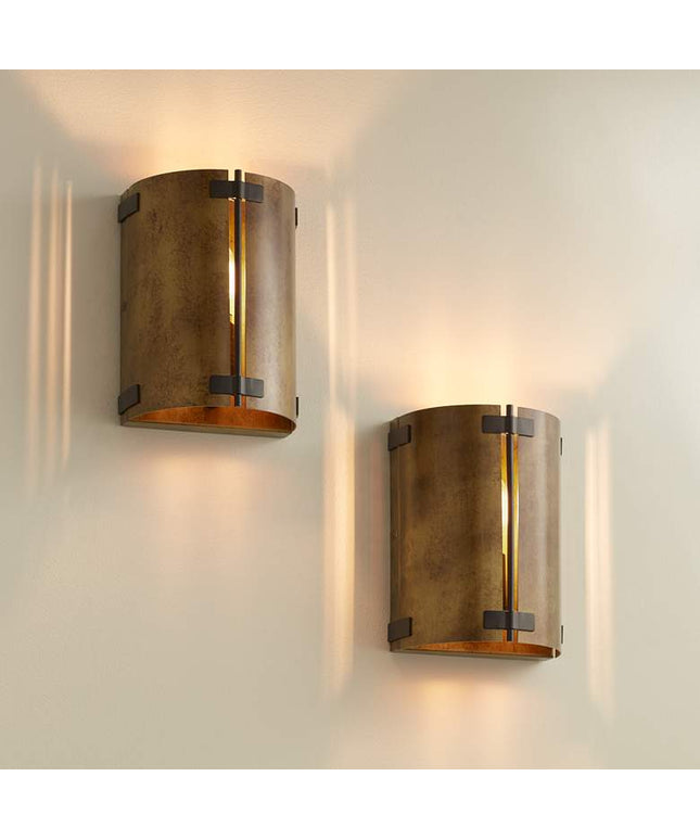 Possini Euro Julian 8 1/4"H Rustic Bronze Metal Wall Sconce Set of 2