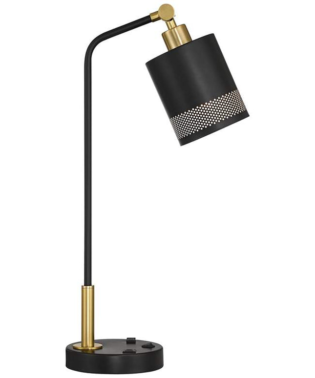 Possini Euro Keller 24" High Black and Brass Outlet and USB Desk Lamp