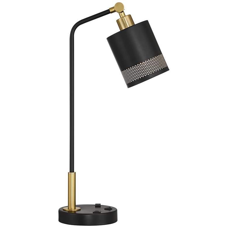 Possini Euro Keller 24" High Black and Brass Outlet and USB Desk Lamp