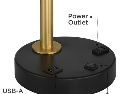 Possini Euro Keller 24" High Black and Brass Outlet and USB Desk Lamp