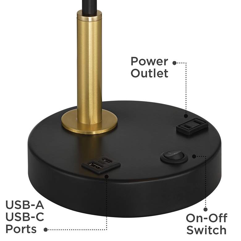 Possini Euro Keller 24" High Black and Brass Outlet and USB Desk Lamp