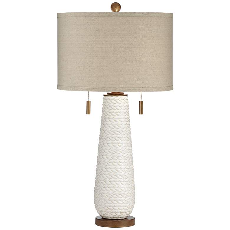 Possini Euro Kingston 32 3/4" High Pull Chain White Ceramic Table Lamp
