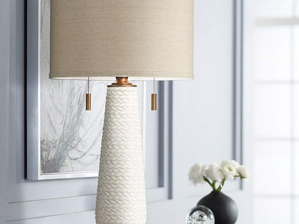 Possini Euro Kingston 32 3/4" High Pull Chain White Ceramic Table Lamp