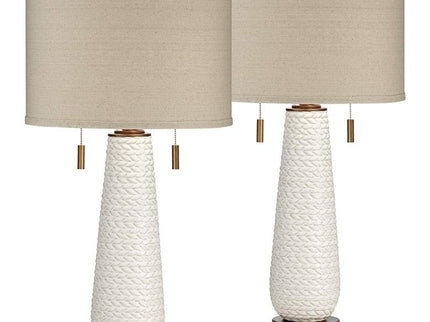 Possini Euro Kingston 32 3/4" White Ceramic Table Lamps Set of 2