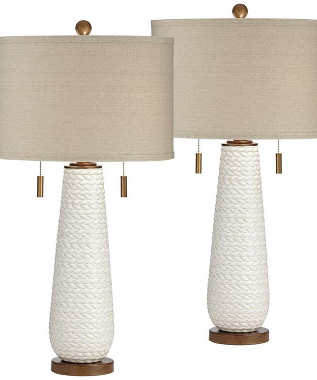 Possini Euro Kingston 32 3/4" White Ceramic Table Lamps Set of 2