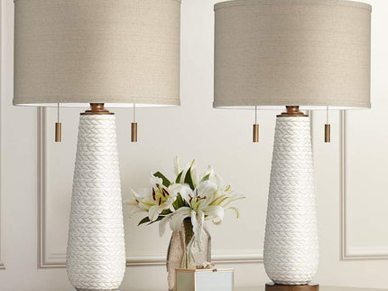 Possini Euro Kingston 32 3/4" White Ceramic Table Lamps Set of 2