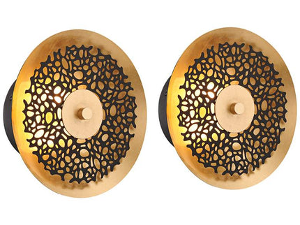 Possini Euro Kora 8 1/2" High Black and Gold Leaf LED Wall Sconce Set