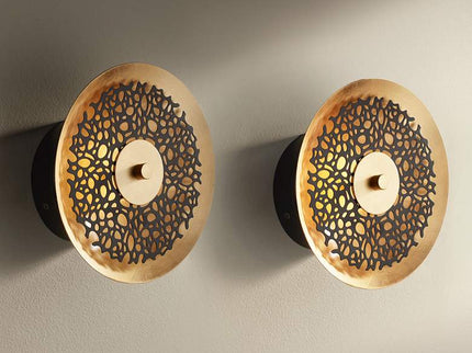 Possini Euro Kora 8 1/2" High Black and Gold Leaf LED Wall Sconce Set