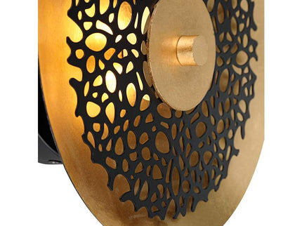 Possini Euro Kora 8 1/2" High Black and Gold Leaf LED Wall Sconce Set