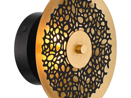 Possini Euro Kora 8 1/2" High Black and Gold Leaf LED Wall Sconce Set