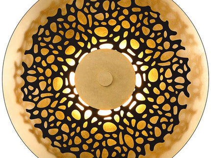 Possini Euro Kora 8 1/2" High Black and Gold Leaf LED Wall Sconce Set