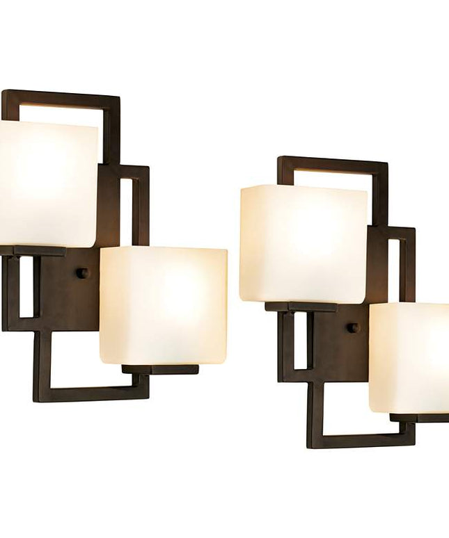 Possini Euro Lighting on the Square 15.5" Bronze Wall Sconces Set of 2