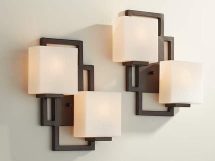 Possini Euro Lighting on the Square 15.5" Bronze Wall Sconces Set of 2