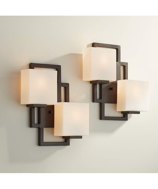 Possini Euro Lighting on the Square 15.5" Bronze Wall Sconces Set of 2