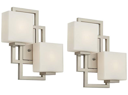 Possini Euro Lighting on the Square 15.5" Nickel Wall Sconces Set of 2