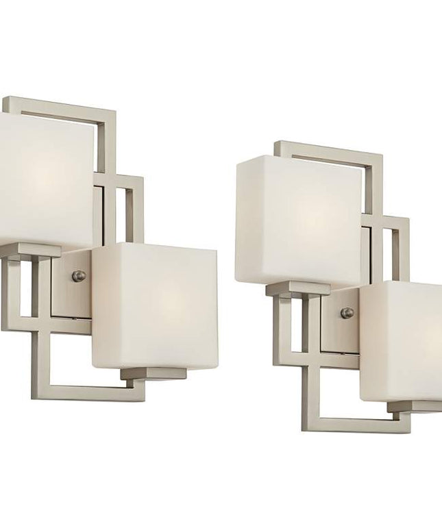 Possini Euro Lighting on the Square 15.5" Nickel Wall Sconces Set of 2