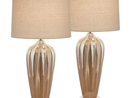 Possini Euro Loren Ivory Handcrafted Modern Ceramic Table Lamps Set of 2