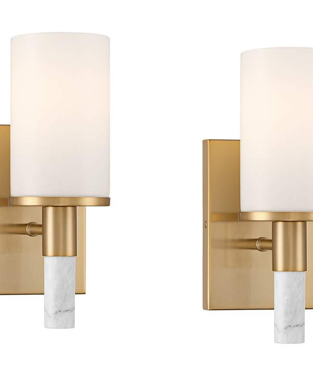Possini Euro Lucius 11"H Soft Gold & Marble Wall Sconce Set of 2